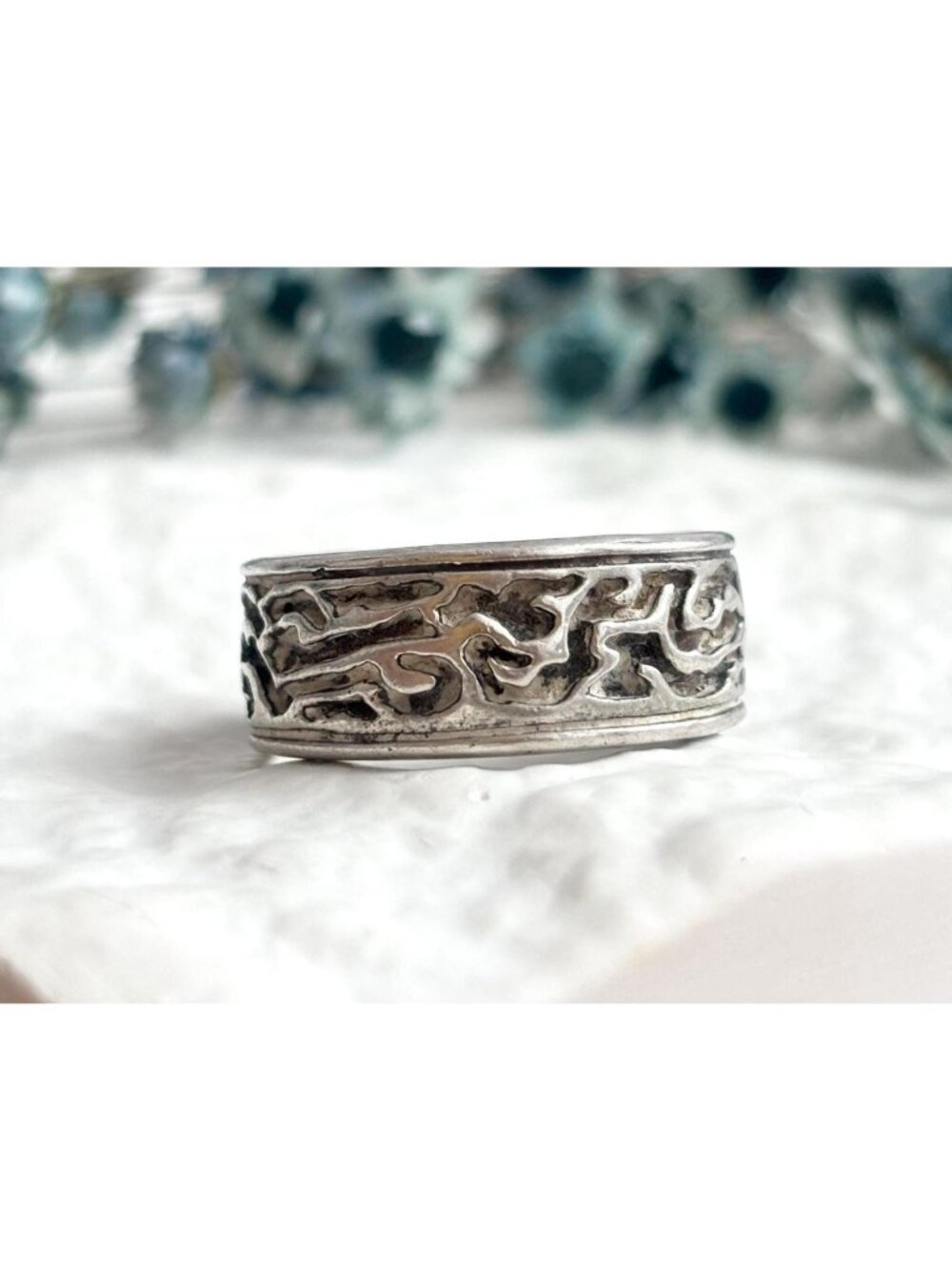 Bell Trading Post SW Made Molten Lava Sterling Silver 925 Vintage Ring - sz 8.25